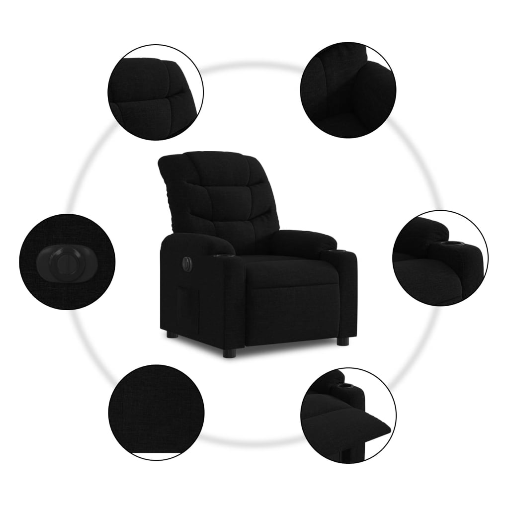 Fauteuil inclinable électrique Noir Tissu Fauteuils vidaXL   