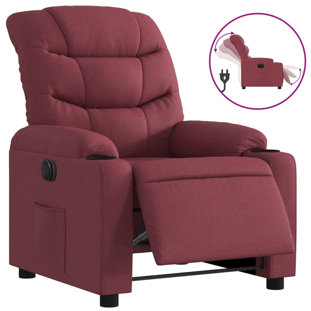 Fauteuil inclinable électrique Rouge bordeaux Tissu Fauteuils vidaXL   