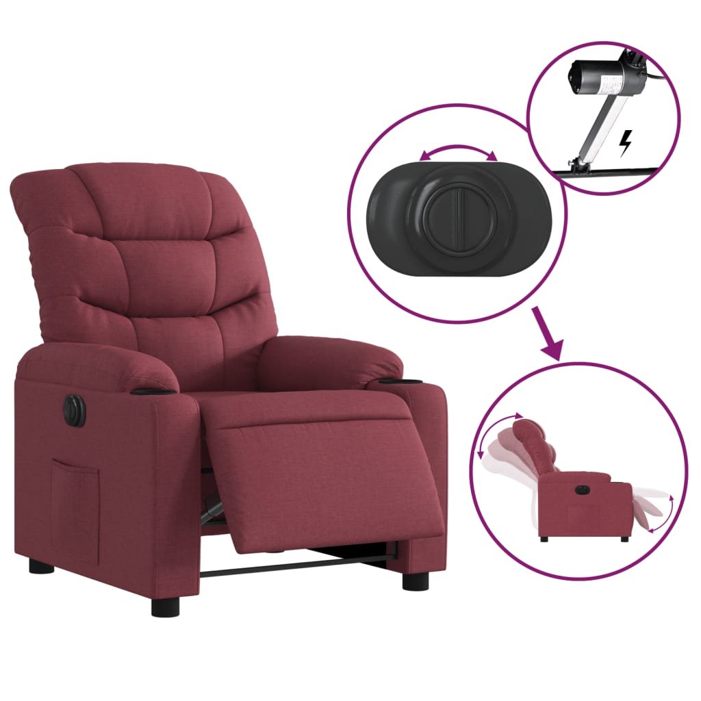 Fauteuil inclinable électrique Rouge bordeaux Tissu Fauteuils vidaXL   