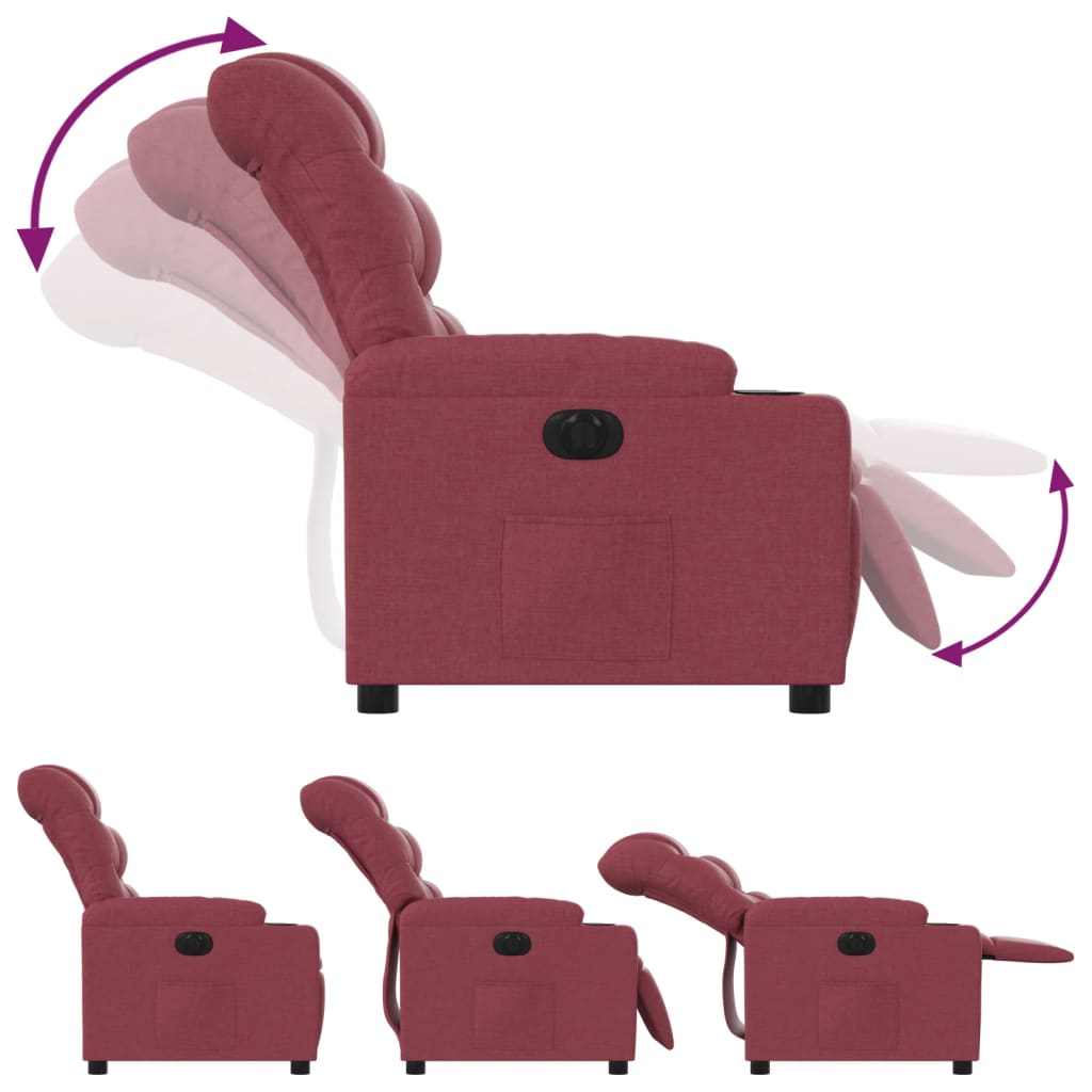 Fauteuil inclinable électrique Rouge bordeaux Tissu Fauteuils vidaXL   