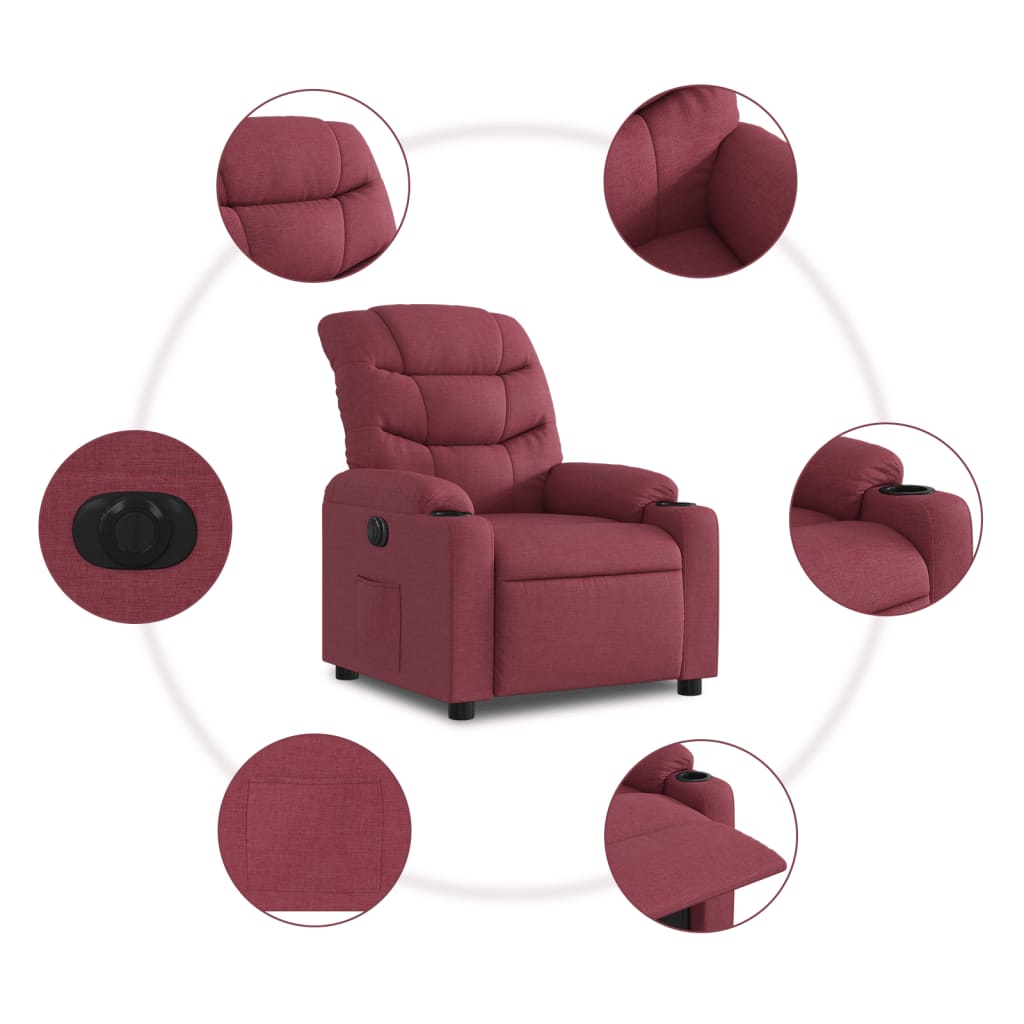 Fauteuil inclinable électrique Rouge bordeaux Tissu Fauteuils vidaXL   