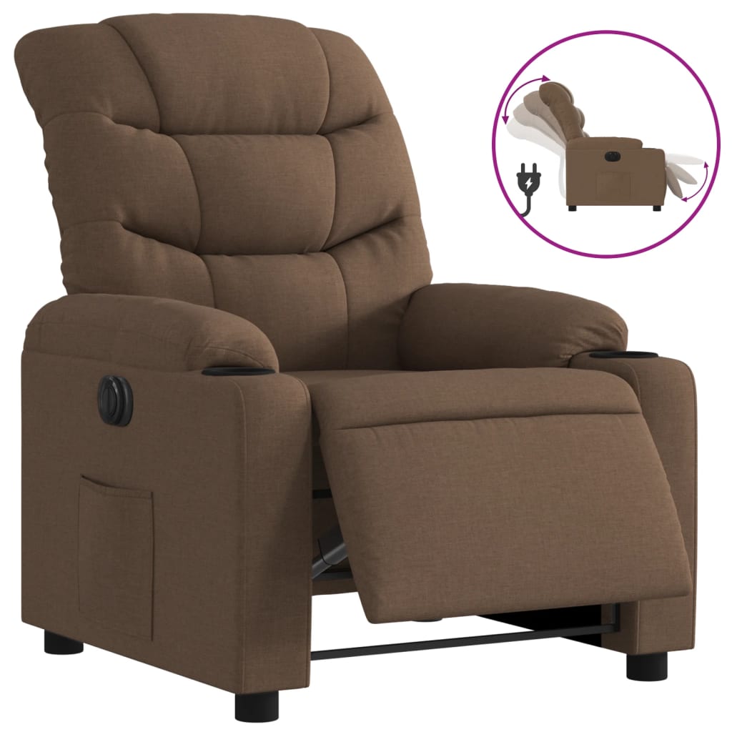 Fauteuil inclinable électrique Marron Tissu Fauteuils vidaXL   