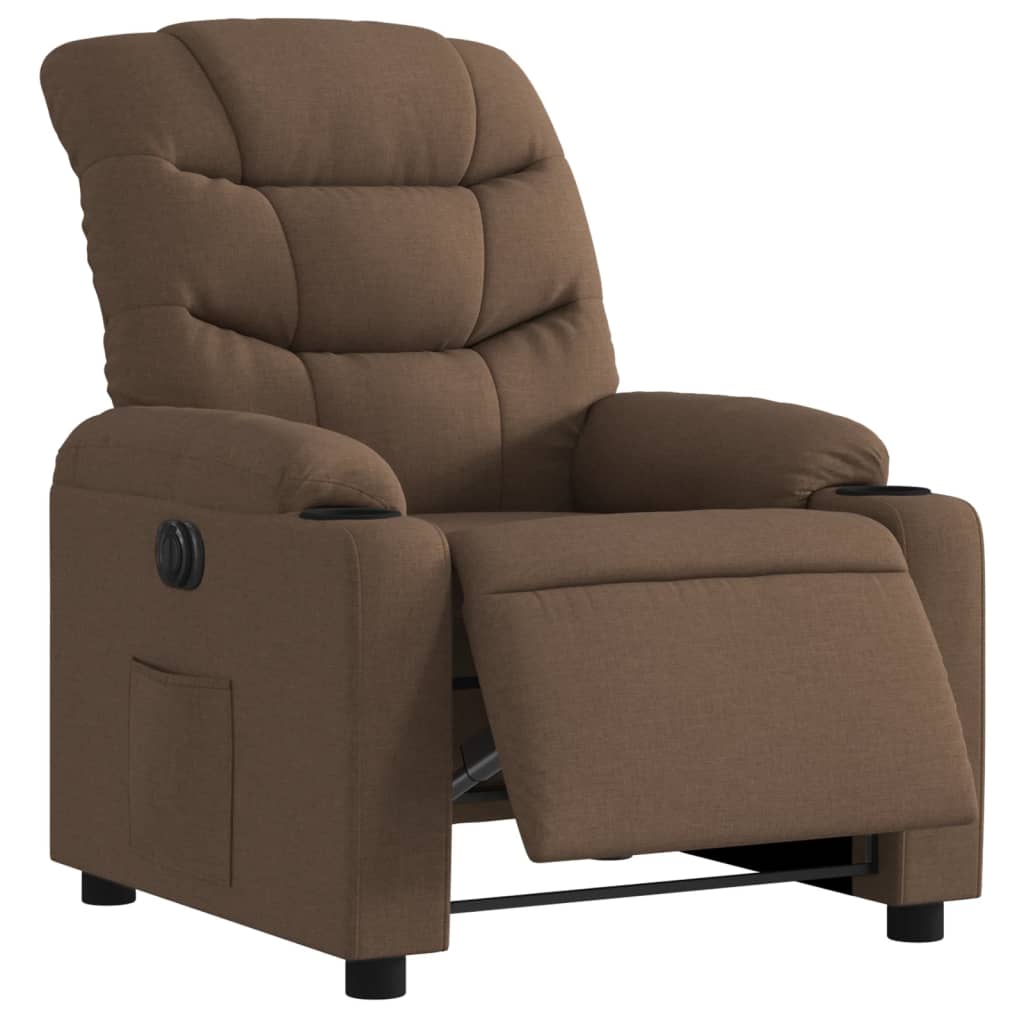 Fauteuil inclinable électrique Marron Tissu Fauteuils vidaXL   