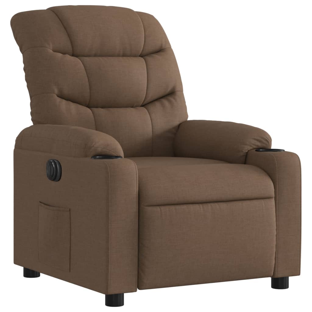 Fauteuil inclinable électrique Marron Tissu Fauteuils vidaXL   