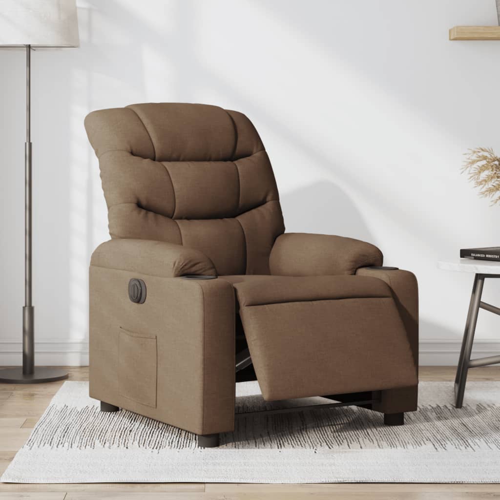 Fauteuil inclinable électrique Marron Tissu Fauteuils vidaXL   