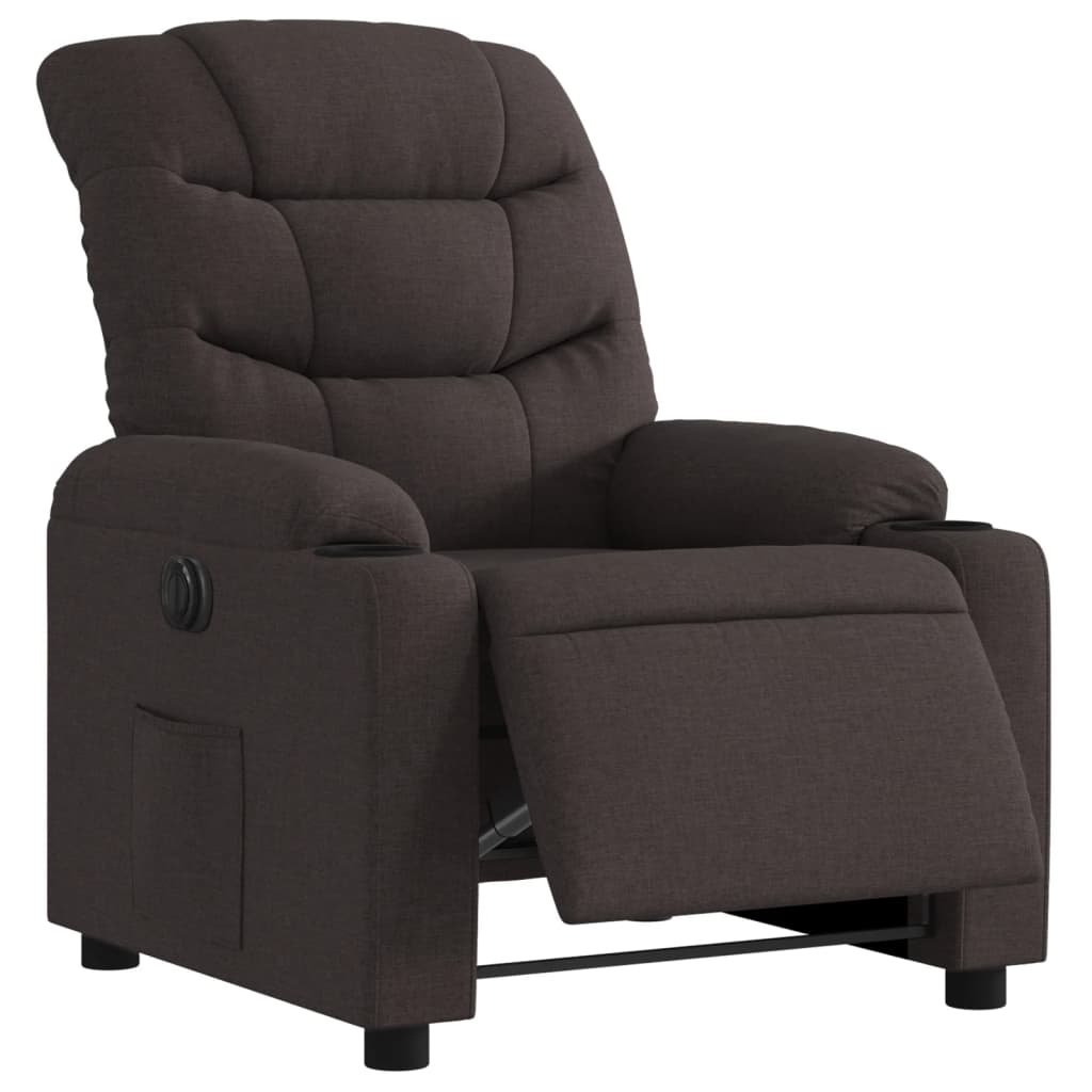 Fauteuil inclinable électrique Marron foncé Tissu Fauteuils vidaXL   