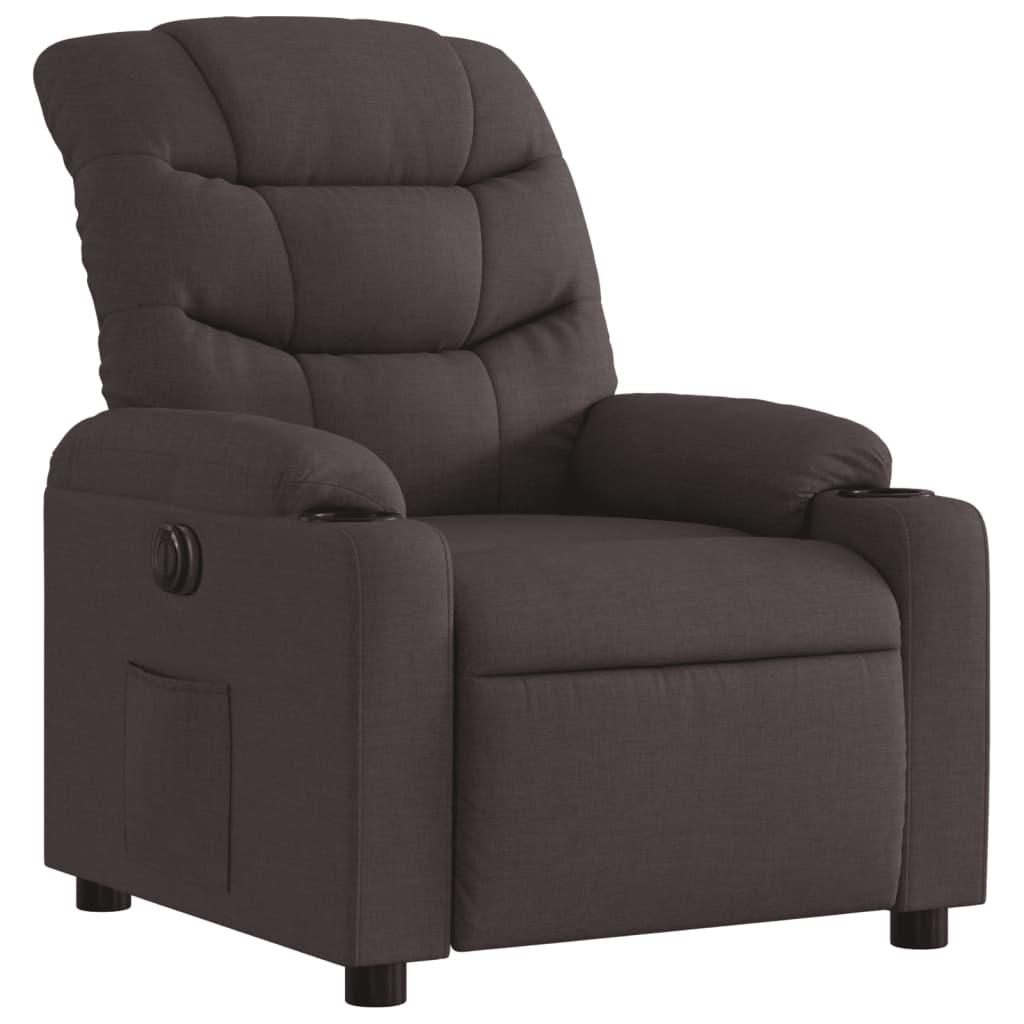 Fauteuil inclinable électrique Marron foncé Tissu Fauteuils vidaXL   