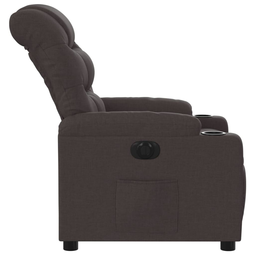 Fauteuil inclinable électrique Marron foncé Tissu Fauteuils vidaXL   