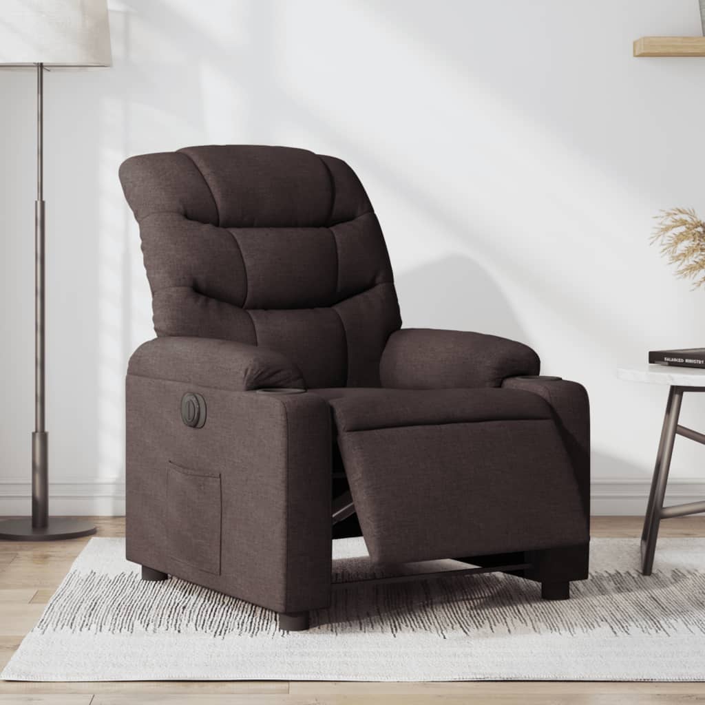 Fauteuil inclinable électrique Marron foncé Tissu Fauteuils vidaXL   