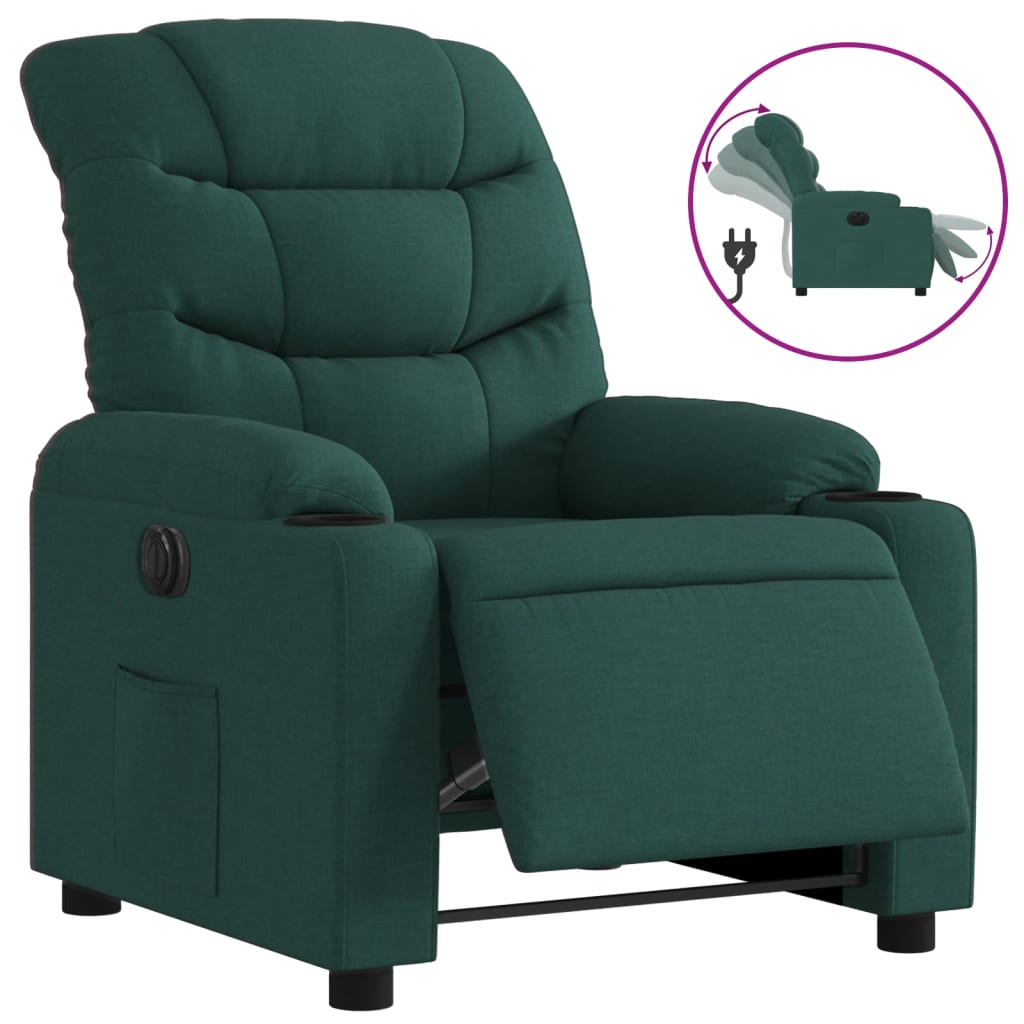 Fauteuil inclinable électrique Vert foncé Tissu Fauteuils vidaXL   