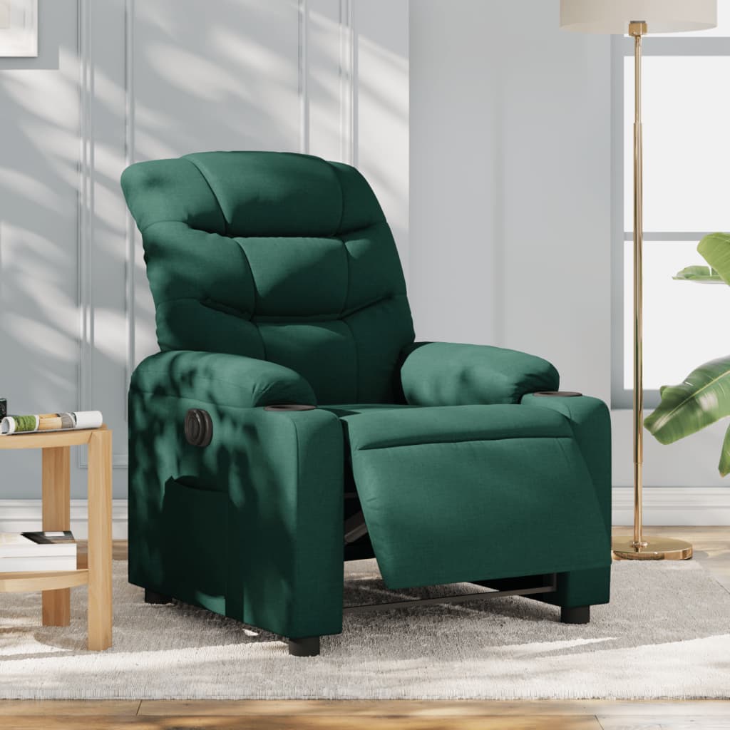 Fauteuil inclinable électrique Vert foncé Tissu Fauteuils vidaXL   