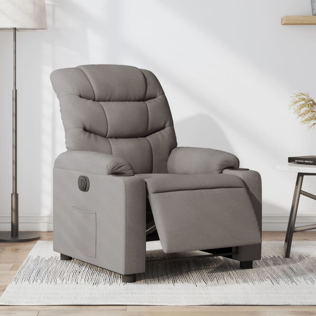 Fauteuil inclinable électrique Taupe Tissu Fauteuils vidaXL   