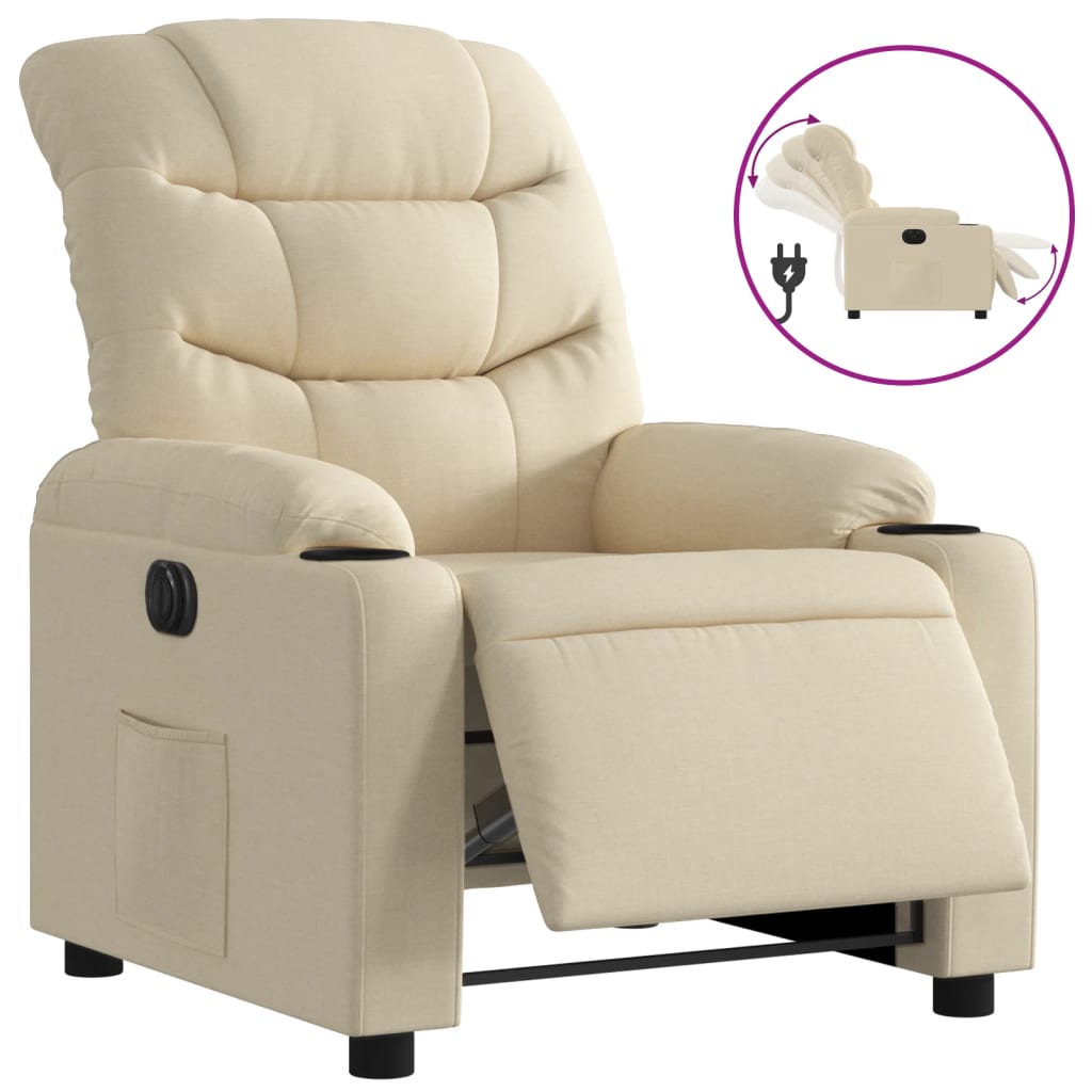 Fauteuil inclinable électrique Crème Tissu Fauteuils vidaXL   