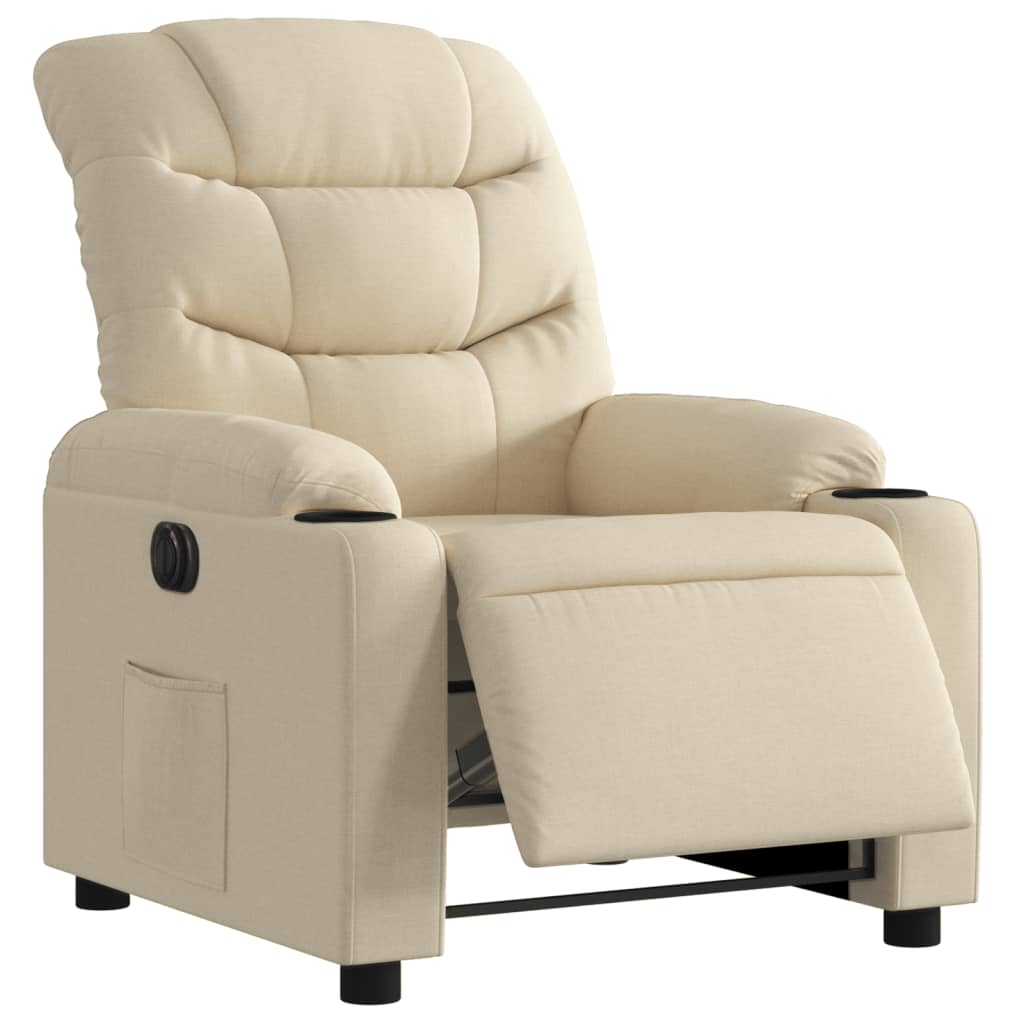 Fauteuil inclinable électrique Crème Tissu Fauteuils vidaXL   