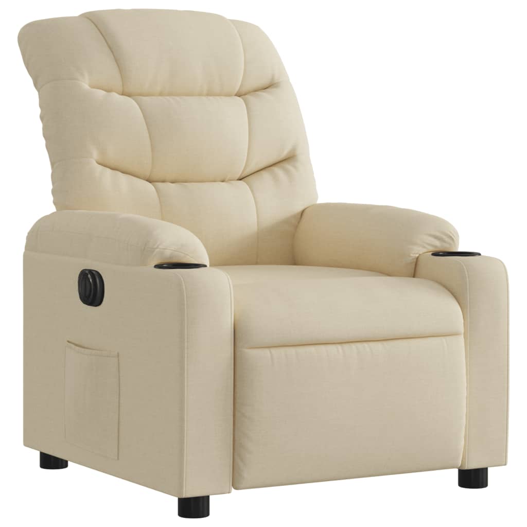 Fauteuil inclinable électrique Crème Tissu Fauteuils vidaXL   