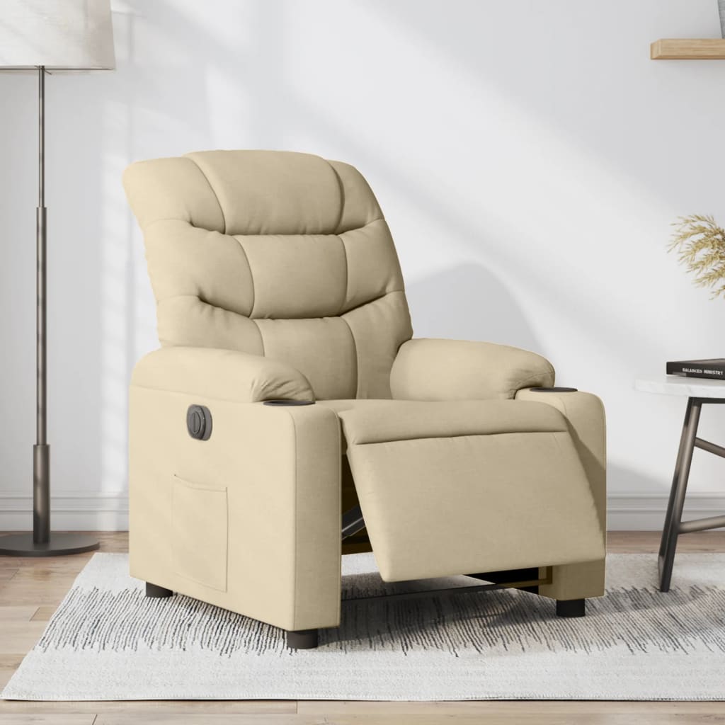 Fauteuil inclinable électrique Crème Tissu Fauteuils vidaXL   