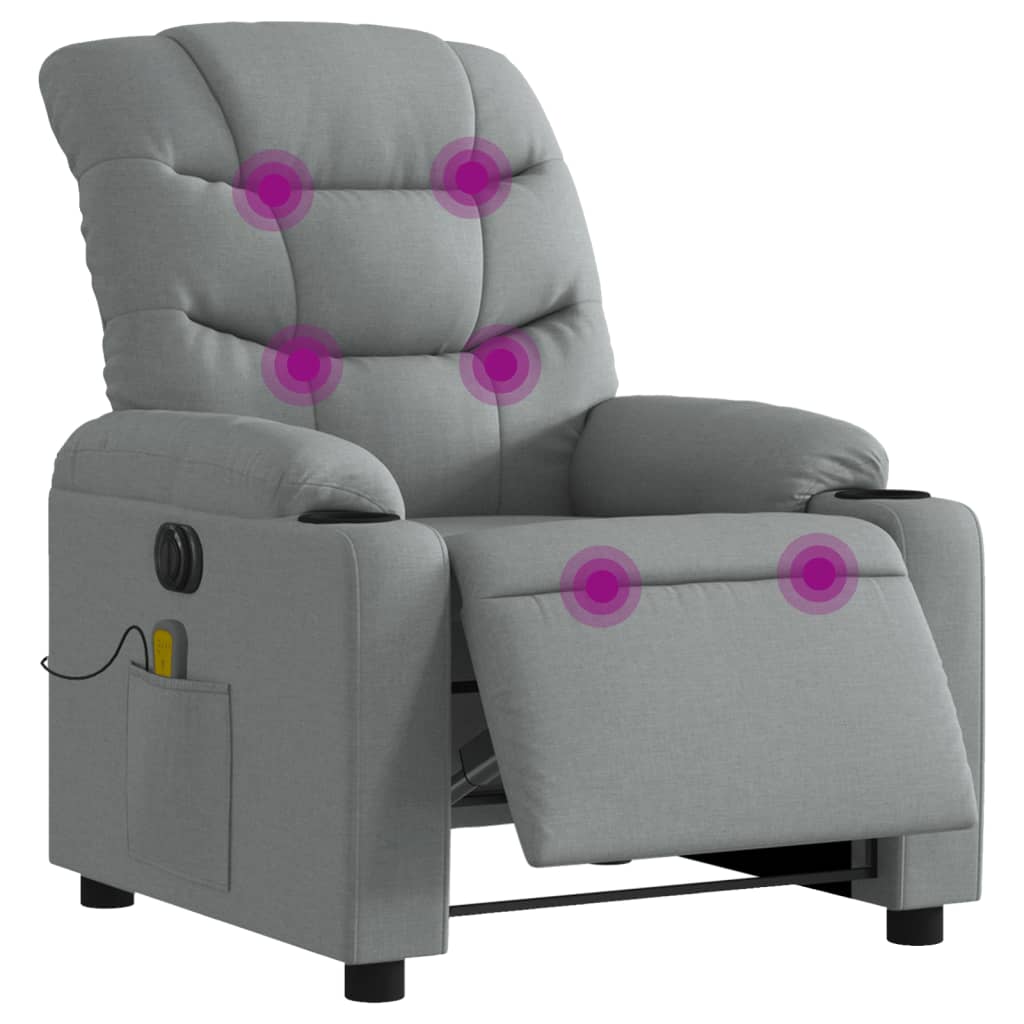 Fauteuil de massage inclinable électrique gris clair tissu Fauteuils vidaXL   