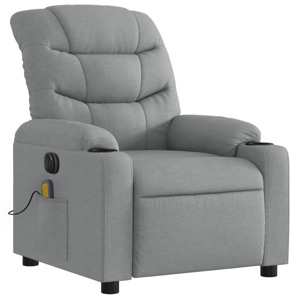 Fauteuil de massage inclinable électrique gris clair tissu Fauteuils vidaXL   