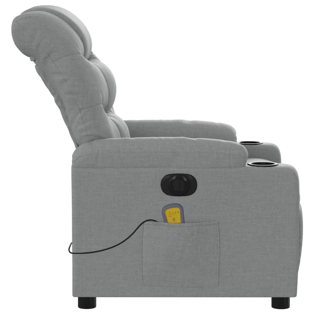 Fauteuil de massage inclinable électrique gris clair tissu Fauteuils vidaXL   