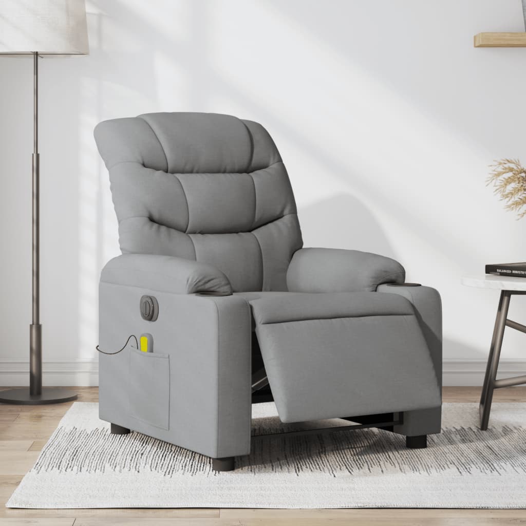 Fauteuil de massage inclinable électrique gris clair tissu Fauteuils vidaXL   