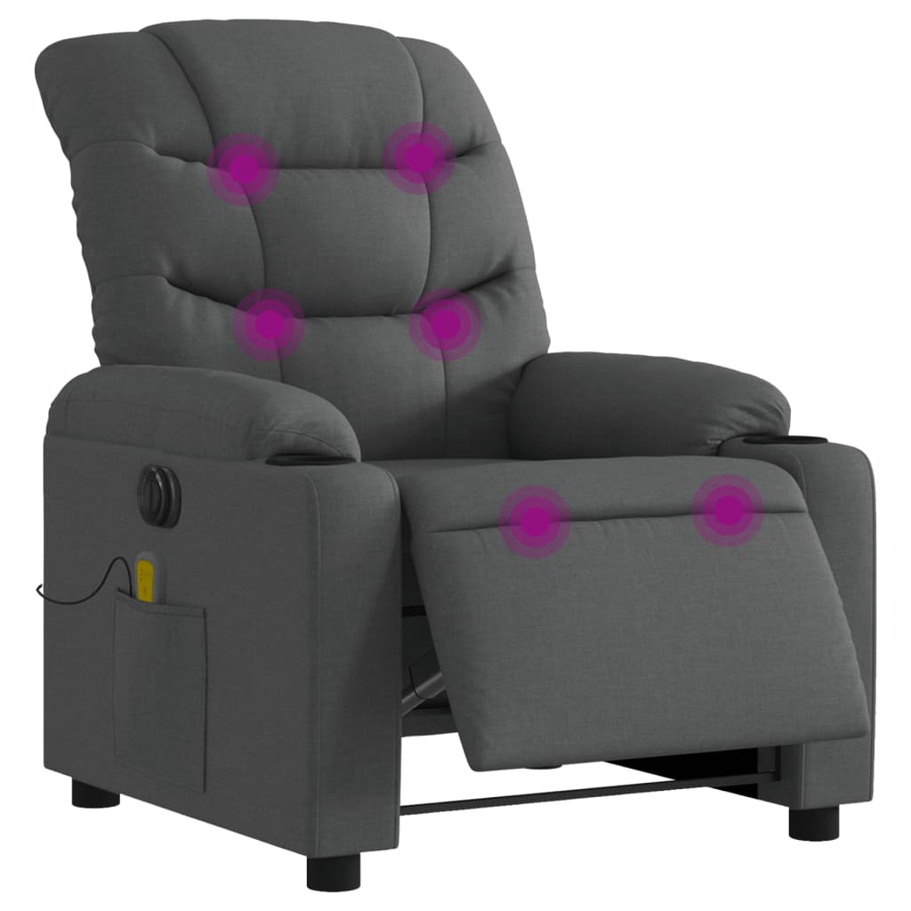 Fauteuil inclinable de massage électrique gris foncé tissu Fauteuils vidaXL   