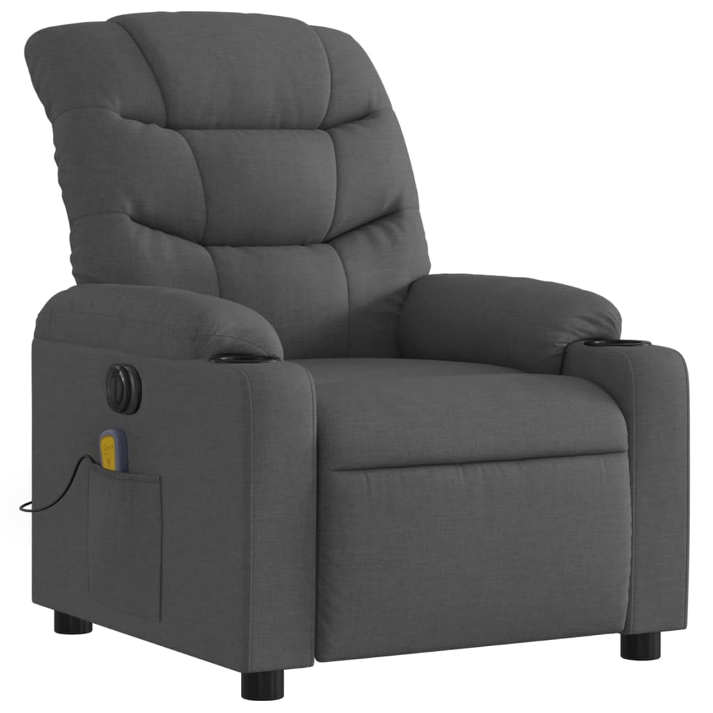 Fauteuil inclinable de massage électrique gris foncé tissu Fauteuils vidaXL   