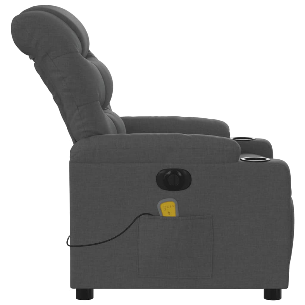 Fauteuil inclinable de massage électrique gris foncé tissu Fauteuils vidaXL   