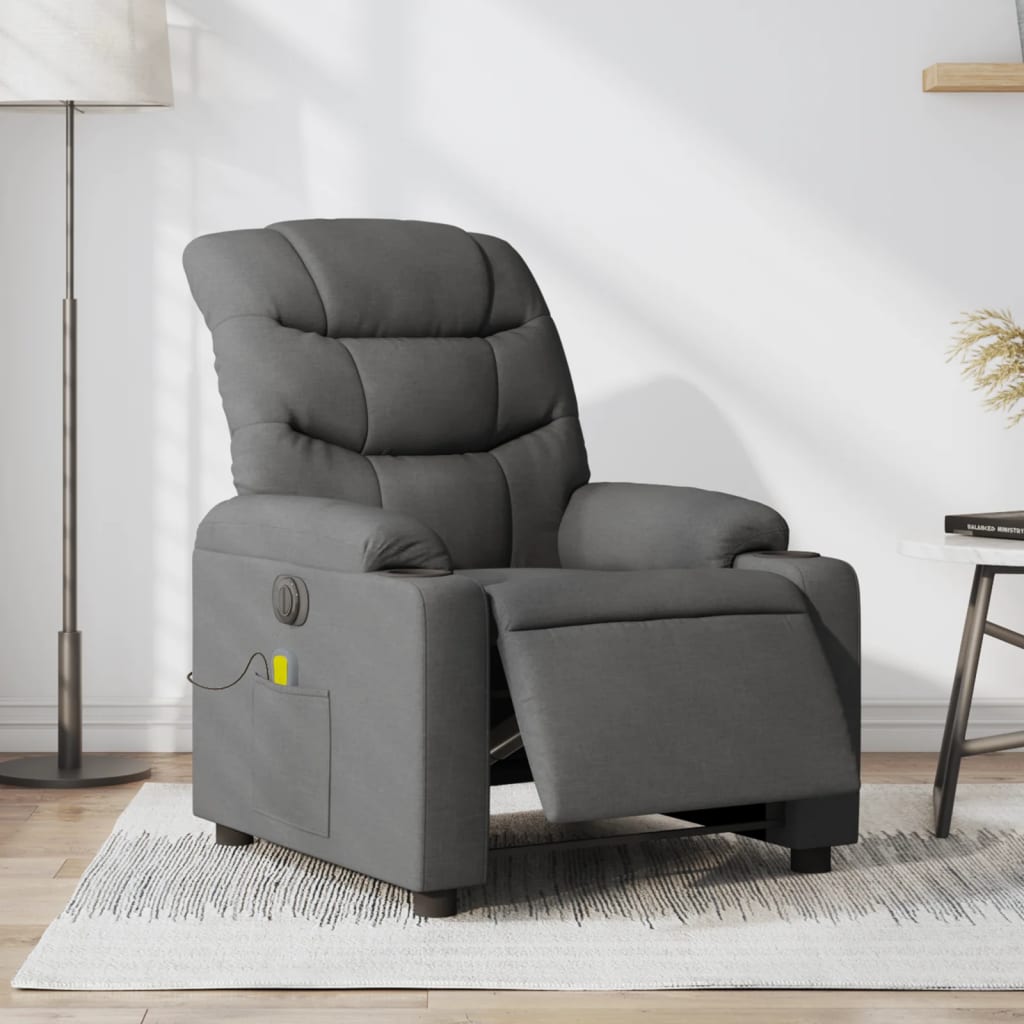 Fauteuil inclinable de massage électrique gris foncé tissu Fauteuils vidaXL   