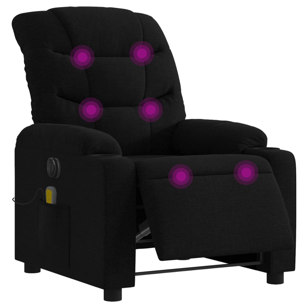 Fauteuil de massage inclinable électrique Noir Tissu Fauteuils vidaXL   