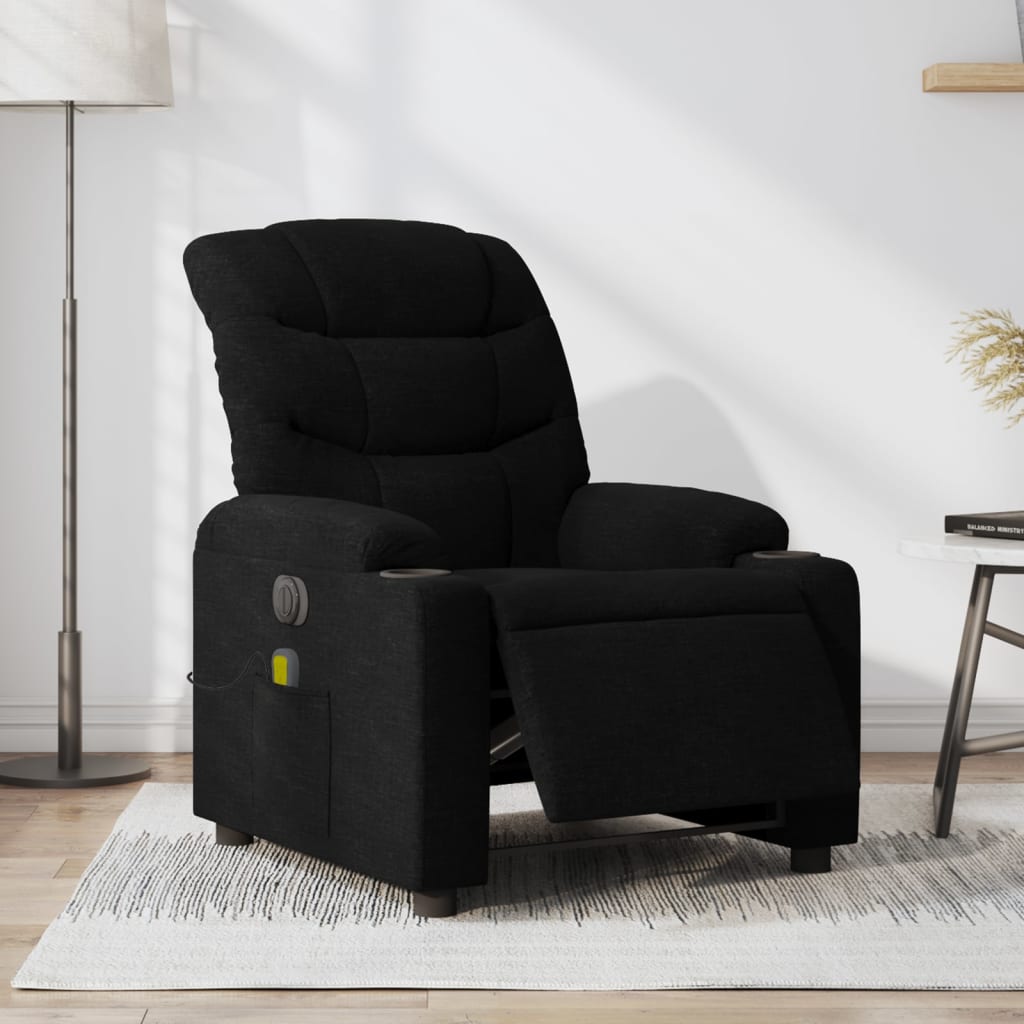 Fauteuil de massage inclinable électrique Noir Tissu Fauteuils vidaXL   