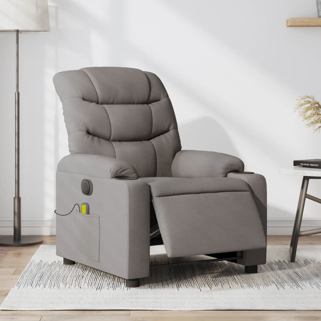 Fauteuil de massage inclinable électrique Taupe Tissu Fauteuils vidaXL   