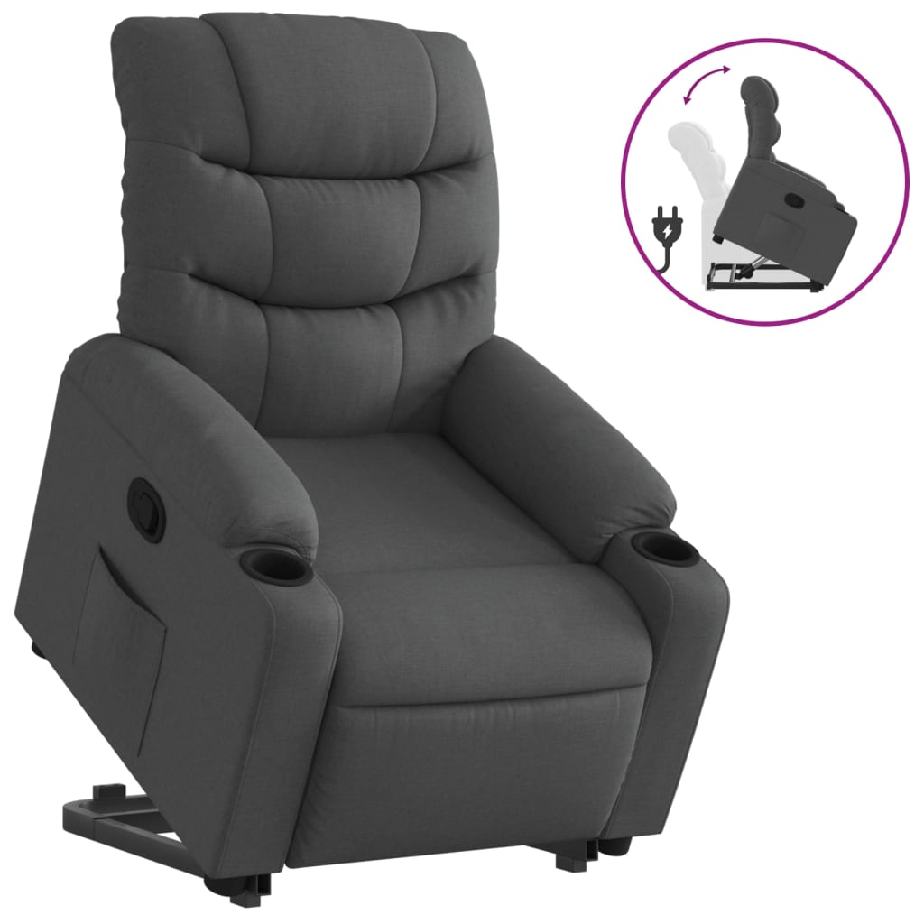 Fauteuil inclinable Gris foncé Tissu Fauteuils vidaXL   