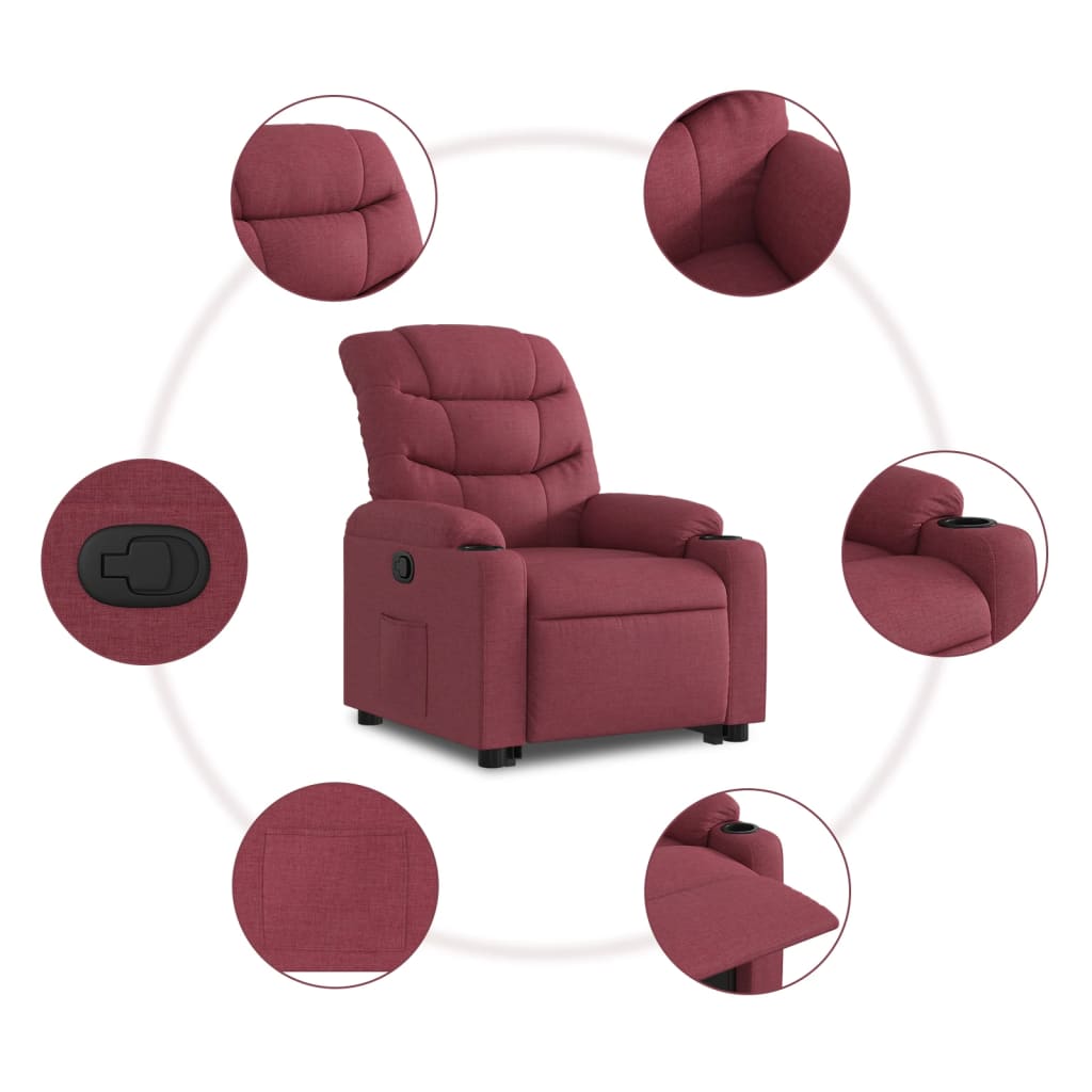 Fauteuil inclinable rouge bordeaux tissu Fauteuils vidaXL   