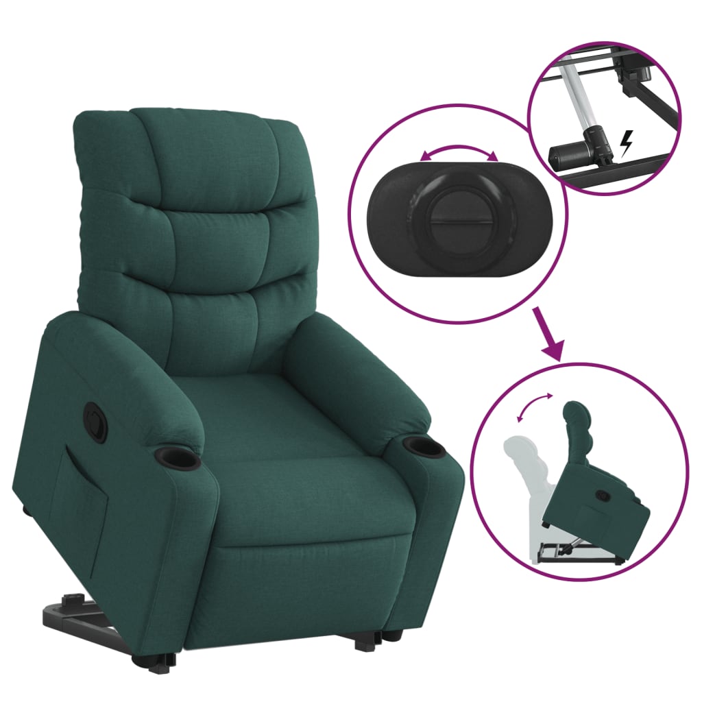 Fauteuil inclinable vert foncé tissu Fauteuils vidaXL   