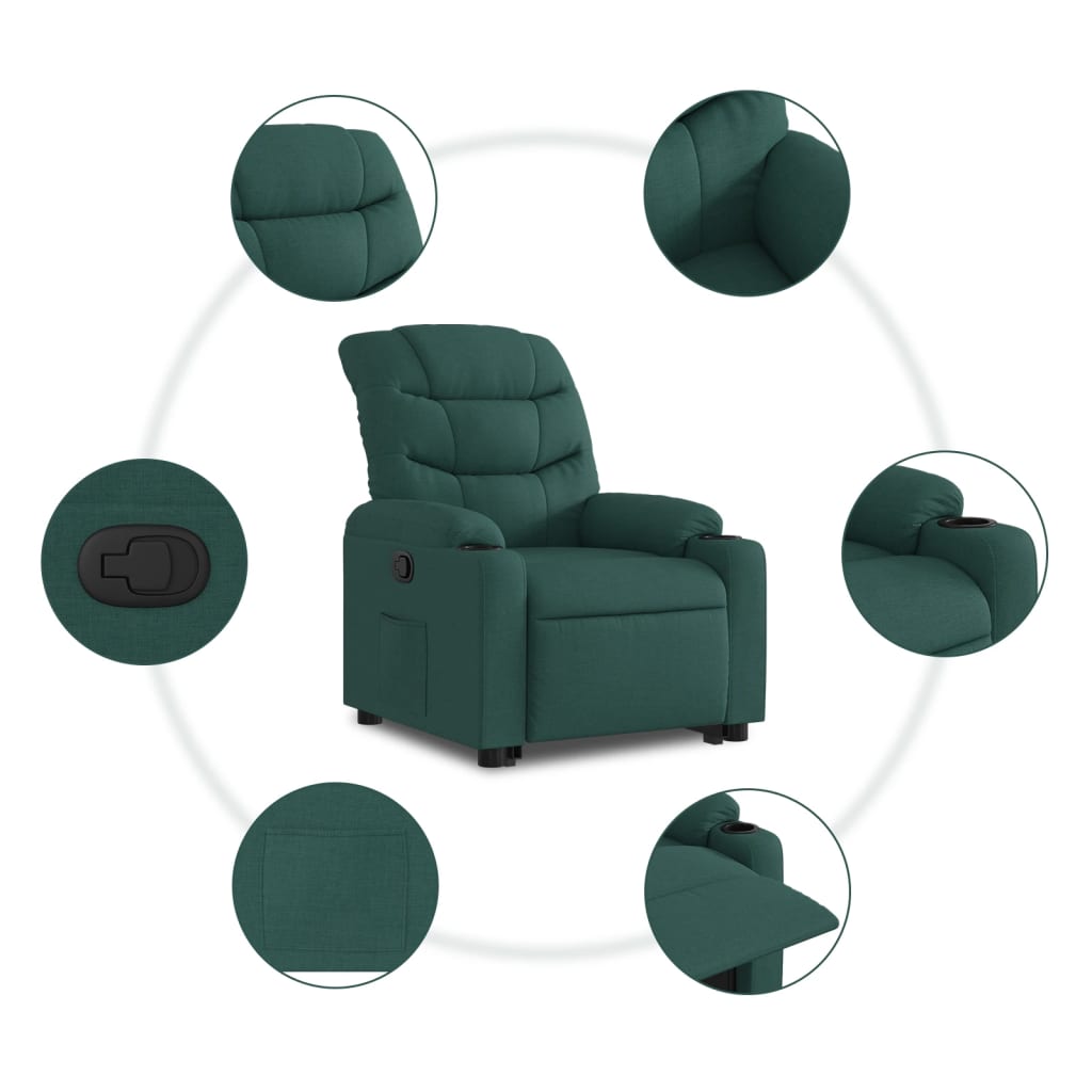 Fauteuil inclinable vert foncé tissu Fauteuils vidaXL   