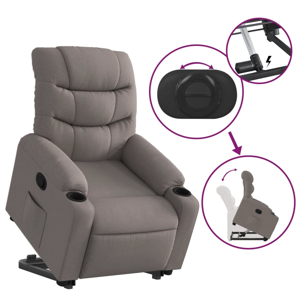 Fauteuil inclinable taupe tissu Fauteuils vidaXL   