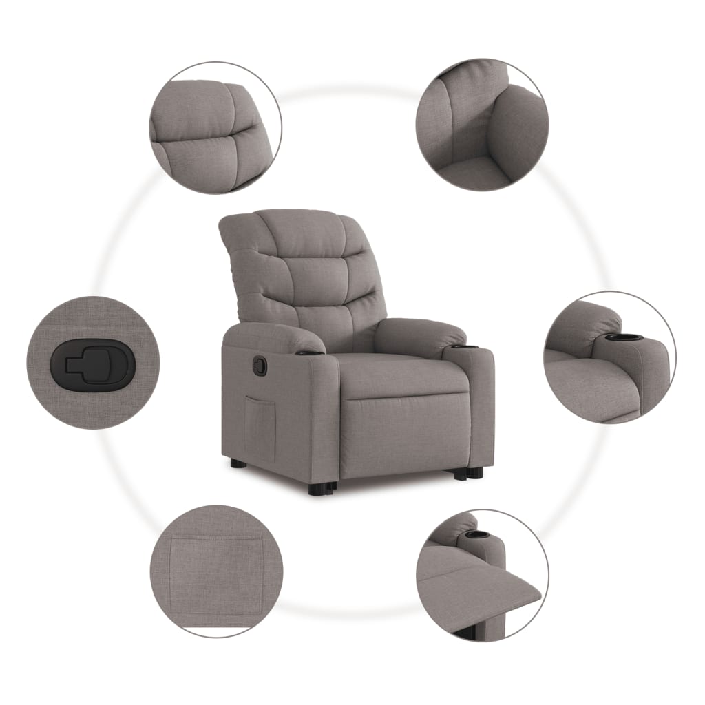 Fauteuil inclinable taupe tissu Fauteuils vidaXL   