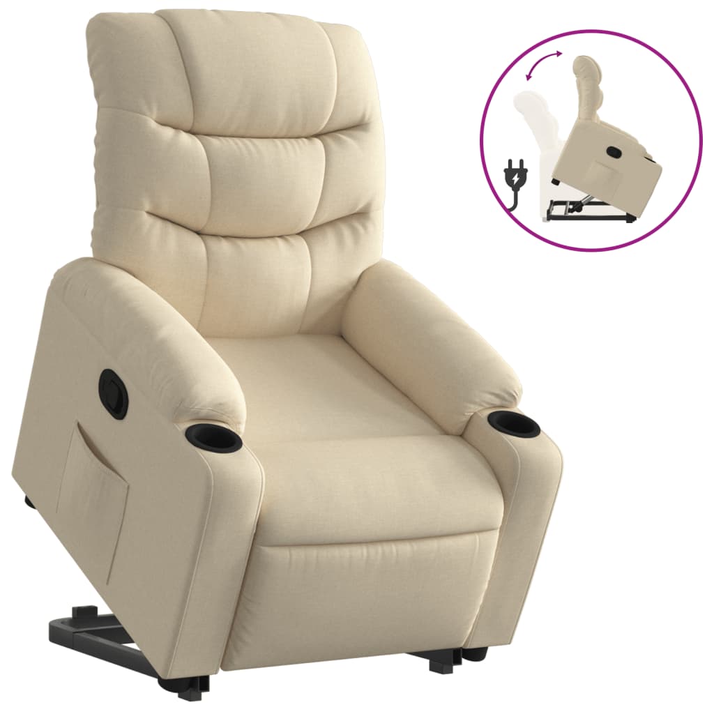 Fauteuil inclinable Crème Tissu Fauteuils vidaXL   