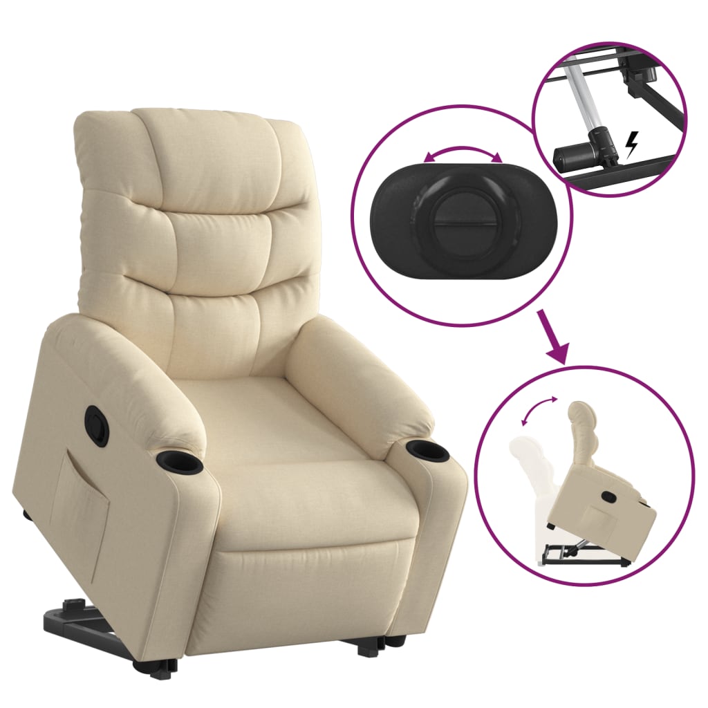 Fauteuil inclinable Crème Tissu Fauteuils vidaXL   