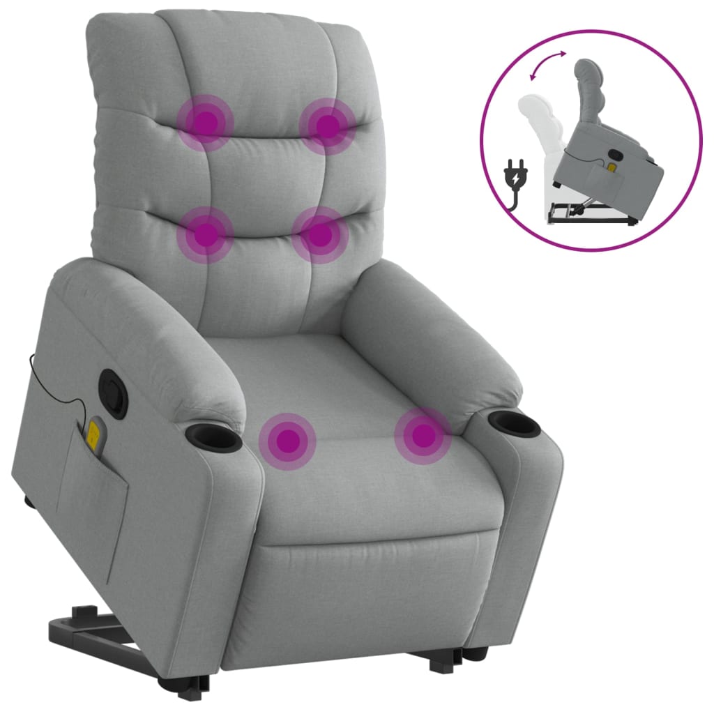 Fauteuil de massage inclinable Gris clair Tissu Fauteuils vidaXL   