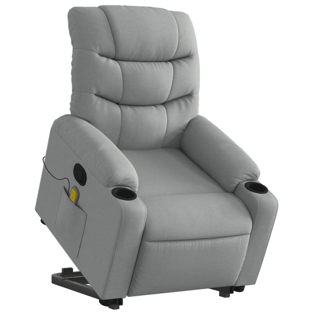 Fauteuil de massage inclinable Gris clair Tissu Fauteuils vidaXL   