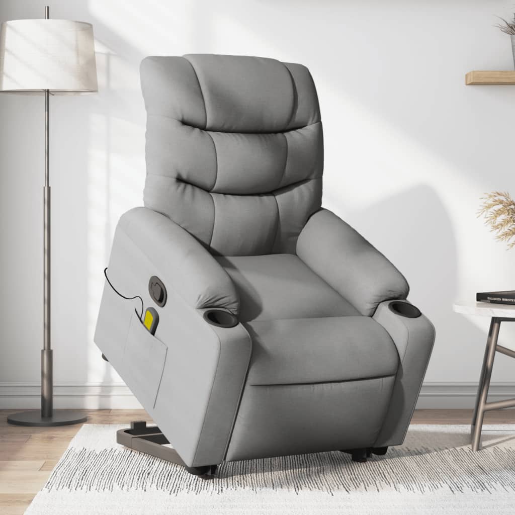 Fauteuil de massage inclinable Gris clair Tissu Fauteuils vidaXL   