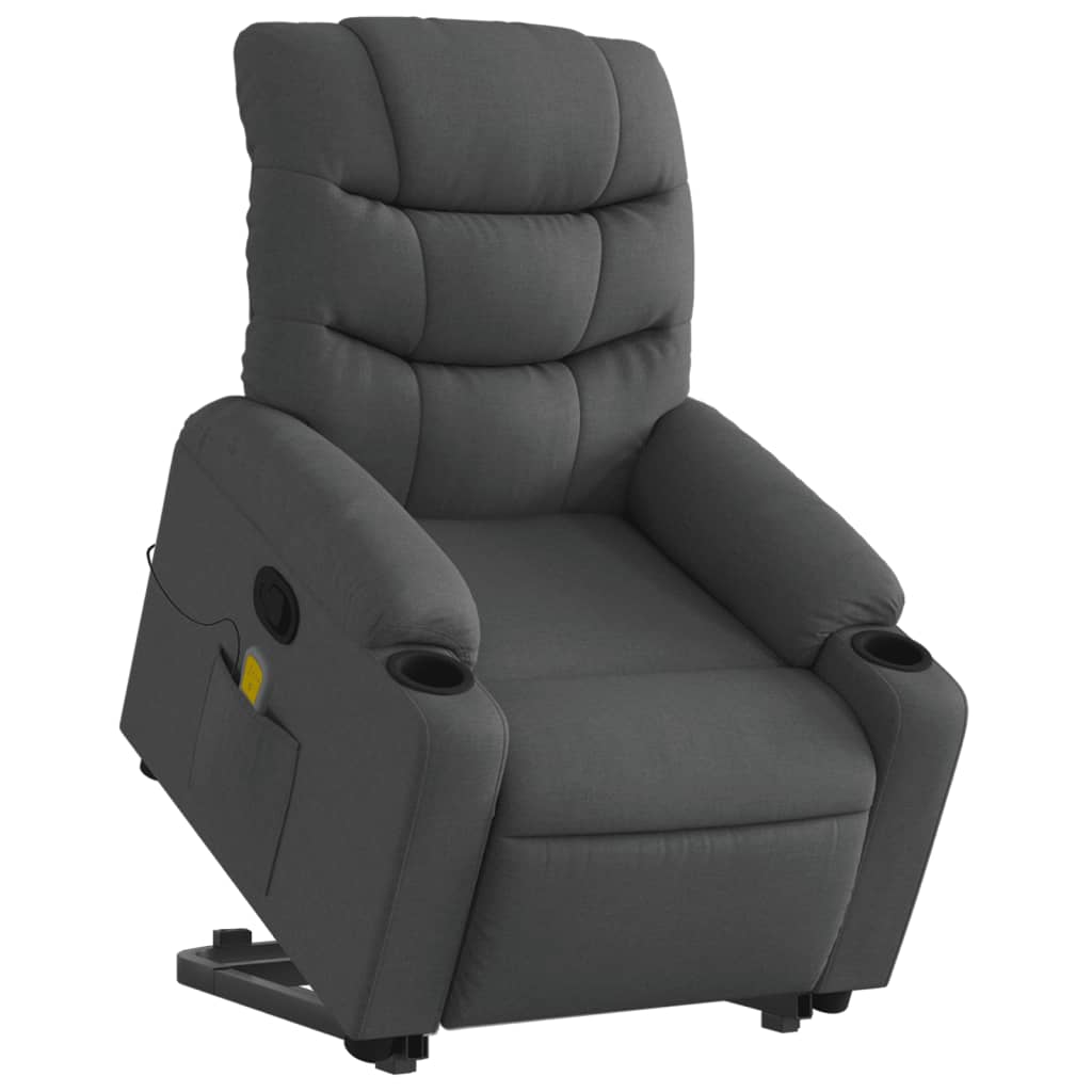 Fauteuil de massage inclinable Gris foncé Tissu Fauteuils vidaXL   