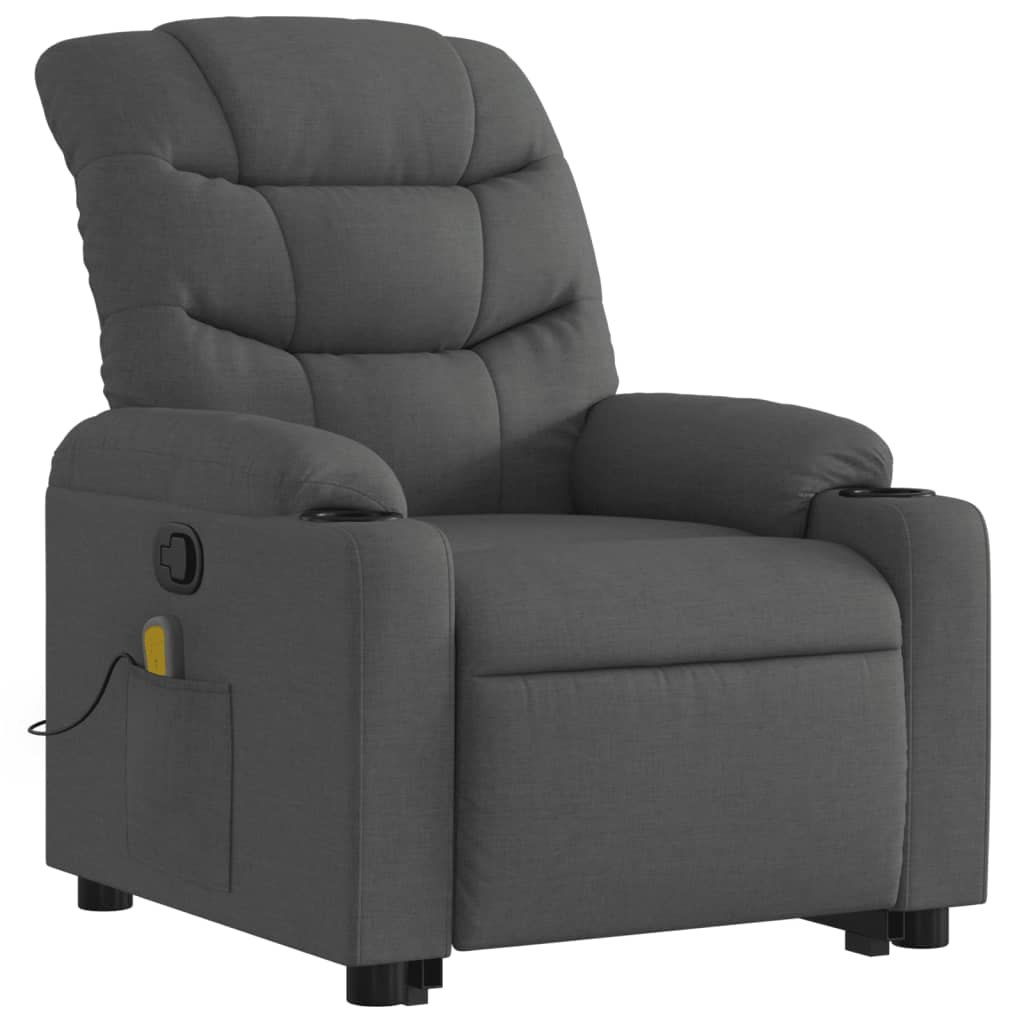 Fauteuil de massage inclinable Gris foncé Tissu Fauteuils vidaXL   