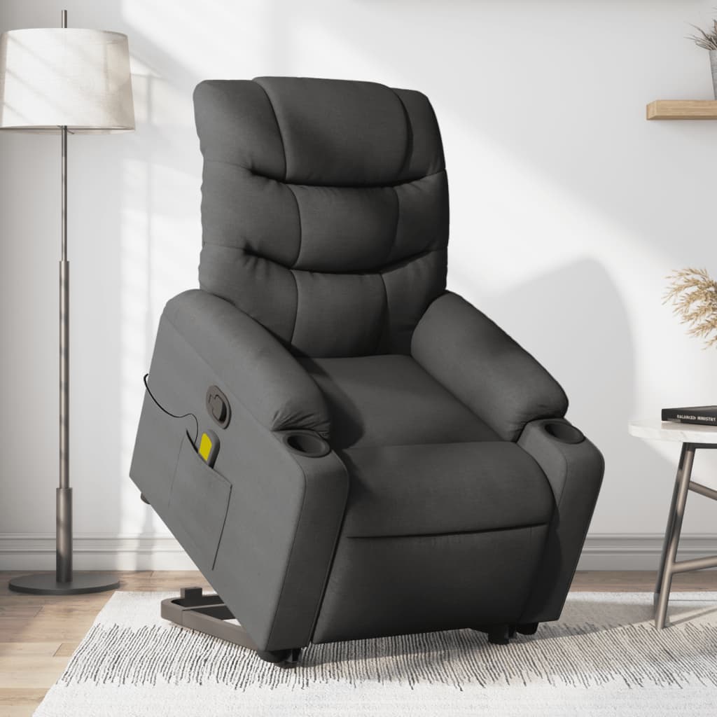 Fauteuil de massage inclinable Gris foncé Tissu Fauteuils vidaXL   