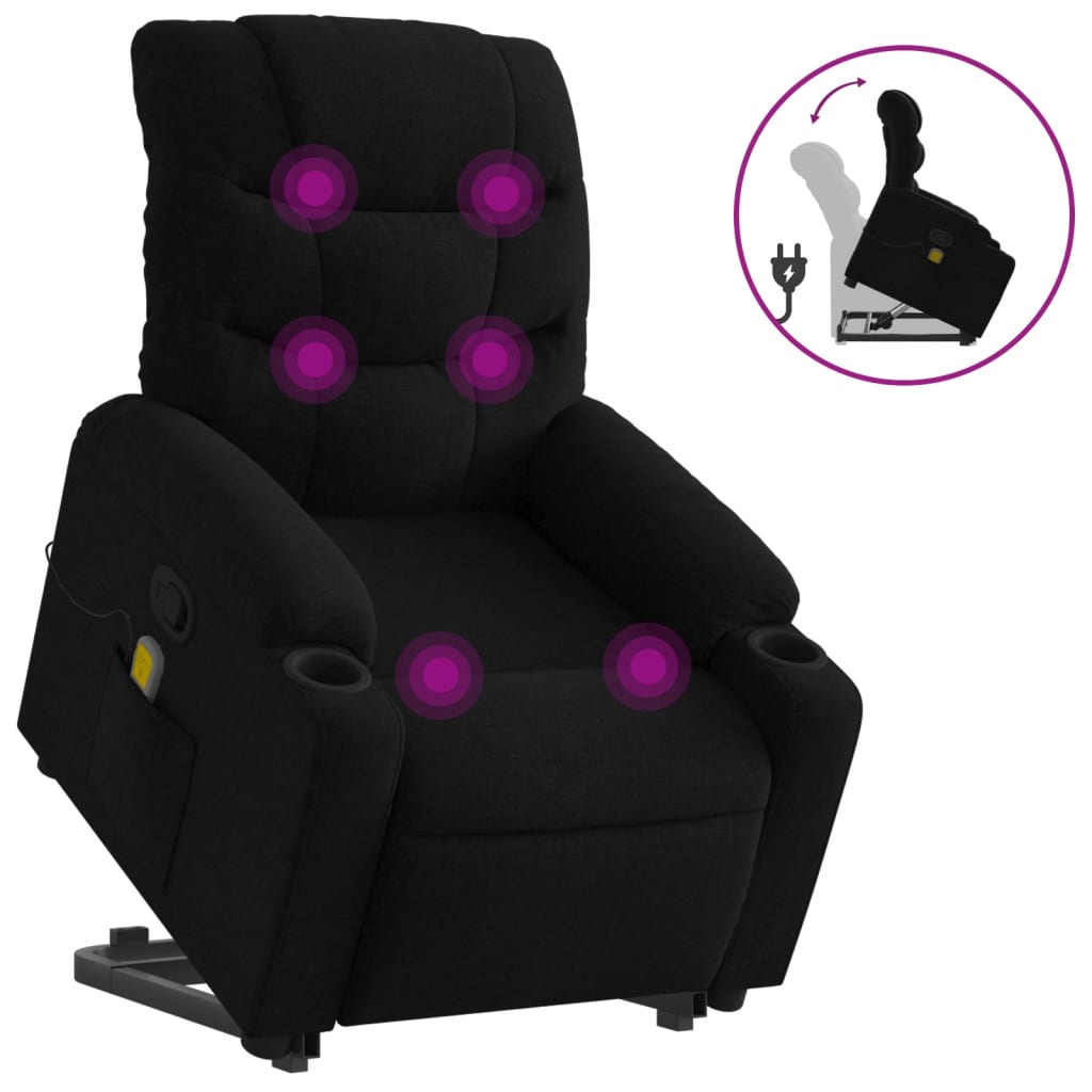 Fauteuil de massage inclinable Noir Tissu Fauteuils vidaXL   