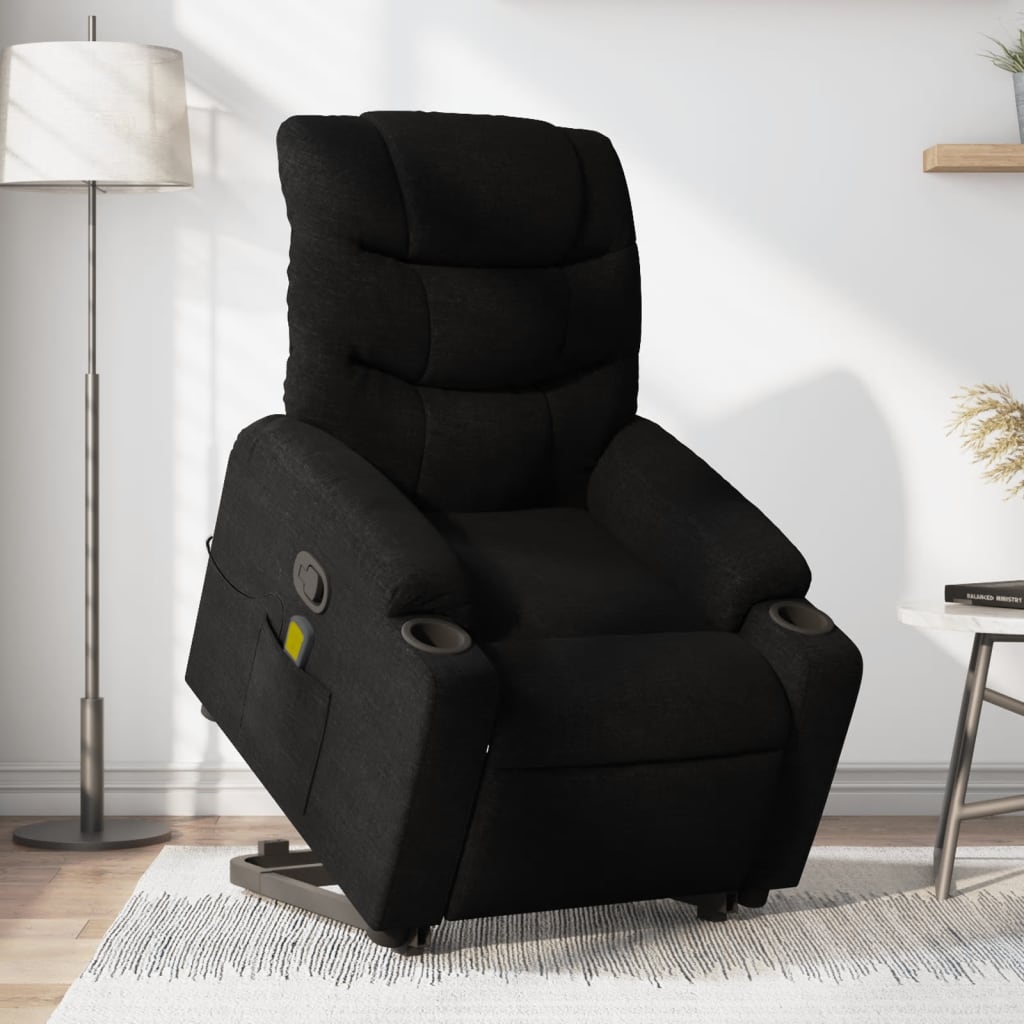 Fauteuil de massage inclinable Noir Tissu Fauteuils vidaXL   