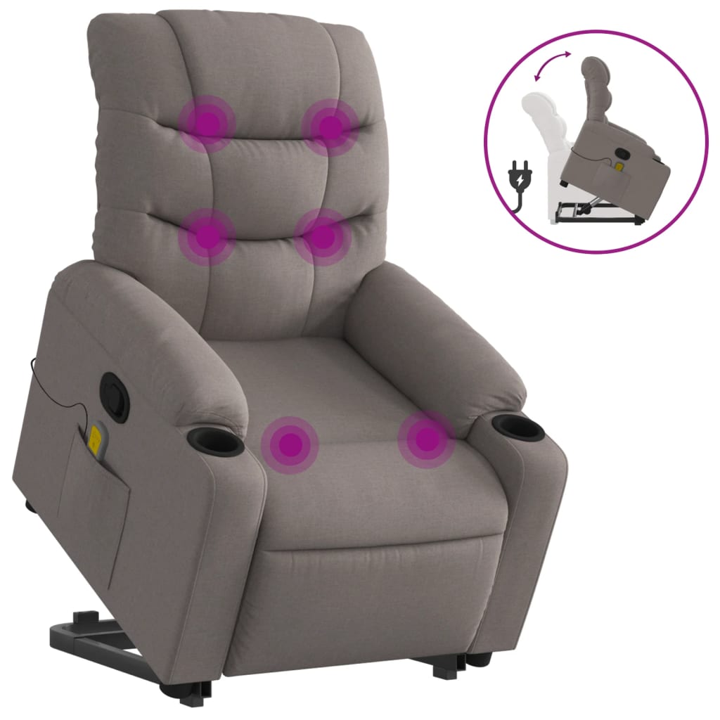 Fauteuil inclinable de massage Taupe Tissu Fauteuils vidaXL   