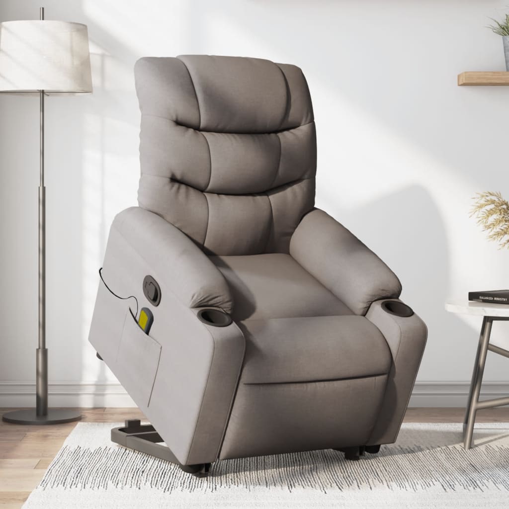 Fauteuil inclinable de massage Taupe Tissu Fauteuils vidaXL   