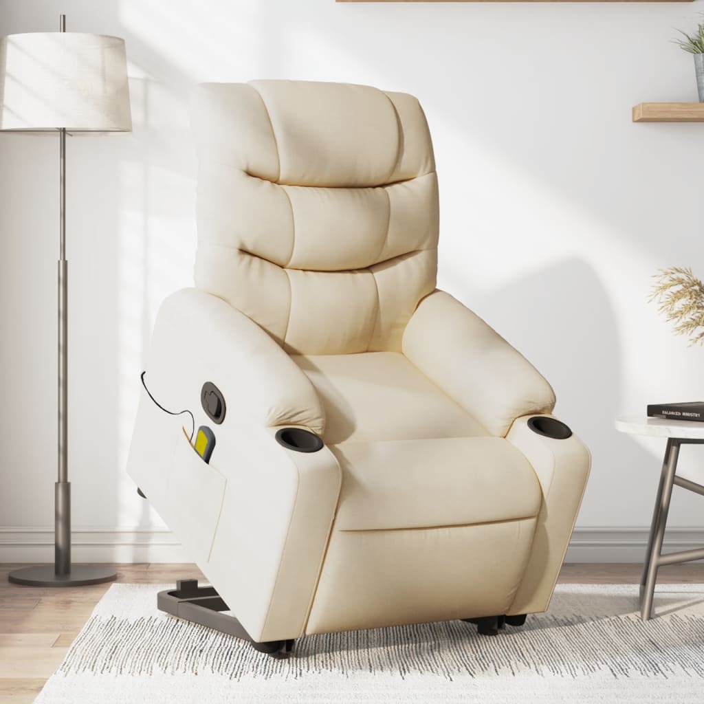 Fauteuil inclinable de massage Crème Tissu Fauteuils vidaXL   